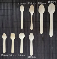 Eco-vriendelijke 96mm houten wegwerp ijs- en yoghurtlepels, mini-scheppen voor feestjes, proeven en samples, met aangepast logo