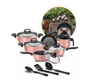 Ensemble d'ustensiles de cuisine pressés Dreeko 1.5MM 2.0MM d'épaisseur Bienvenue OEM Casseroles pressées et pot à lait Ensemble de cuisine en céramique avec ustensiles