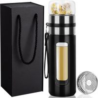 Bouteille à thé en verre avec infuseur - Tasse de voyage isotherme à double paroi en borosilicate avec filtre pour thé en vrac - Cadeaux