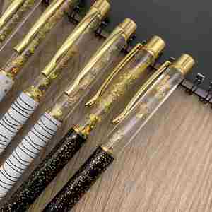 Floating Gold Foil Liquid Filled Twist Metal <b>Ballpoint</b> <b>Pen</b> 7 Luxury Color Rotating Signature <b>Pen</b> Custom Logo - Product Image 6