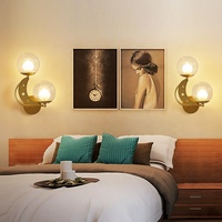 Nordique créatif luxe mur LED lampe chambre chevet avec fer américain intérieur salon acier verre Luz De Soporte décor