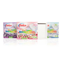 50 feuilles de lessive solide jetable, parfum lavande, à enzymes actives, faible mousse, légères et super efficaces