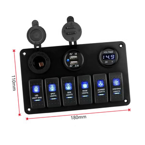 แผงสวิตช์กันน้ำ Yuhe YH-DH6-QA แบบ 6 ปุ่ม พร้อมช่องเสียบ USB สำหรับวัดแรงดันไฟฟ้า เหมาะสำหรับสวิตช์โยกแบบทางทะเล - Product Image 4