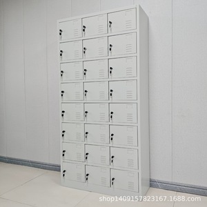 ตู้เก็บของแบบล็อกเกอร์ 24 ประตู 8 ชั้น ตู้โลหะทรงสี่เหลี่ยมแบบตั้งพื้น ดีไซน์แบบผลัก-ดึง สำหรับใช้ในสำนักงาน - Product Image 5