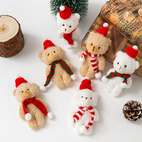 Ours en peluche de Noël mignon avec écharpe et chapeau, jouet en peluche pour enfants, idéal pour la décoration de gâteaux de Noël