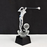 Trophée sportif personnalisé en métal, récompenses pour joueurs de golf, trophée en cristal, plaque de récompense pour le golf