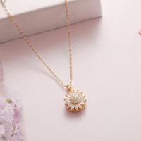 Collier ras du cou SUXUAN personnalisé en acier inoxydable à double couche avec pendentif fleur, maillon tournant en forme de tournesol pour femme, idéal pour mariage et fête