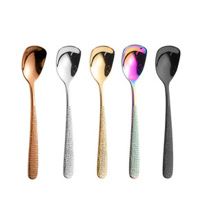 304 stainless steel <b>square</b> head spoon hammer <b>coffee</b> spoon stirring spoon elegant dessert spoon household spoon ice cream spoon - Product Image 5