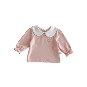 Angou Automne Printemps Chemises en coton à dentelle pour filles Petits enfants Bébé Tout-petits T-shirt blanc à manches longues avec logo imprimé - Product Image 5