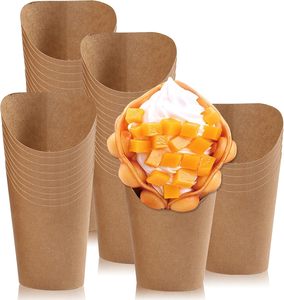 Conos y Cajas Desechables de Papel Kraft para Papas Fritas con Relieve, Recubrimiento UV, Forma Triangular, Logotipo Personalizado para Comida, Venta al por Mayor - Product Image 1