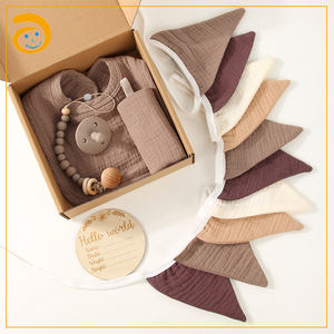 <span class=keywords><strong>6</strong></span> pièces coffret cadeau nouveau-né bébé nouveau-né jalons souvenir sucette bavoir mousseline guirlande drapeau nouveau bébé coffret cadeau pour garçons et filles - Product Image 3