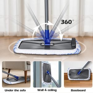 Serpillère plate en microfibre CF Extended Wet Dry Large 5 <span class=keywords><strong>avec</strong></span> poignée télescopique et 5 tampons réutilisables pour le nettoyage des sols, livrée <span class=keywords><strong>avec</strong></span> 1 raclette de nettoyage - Product Image 3