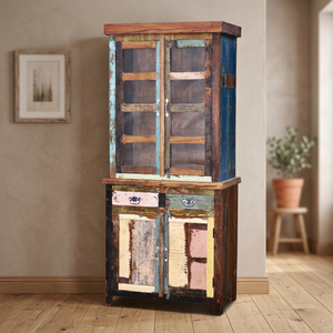 Industrial Solid Wood Antique Hutch Storage <b>Cabinet</b> for Kitchen Living Room Apartment Bedroom Farmhouse - Product Image 3