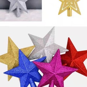 Décoration de Noël en polyrésine à finition <span class=keywords><strong>pailletée</strong></span> dorée, éco-responsable et économe en énergie, pour le sommet du sapin, la maison, l'hôtel, les fêtes - Product Image 1