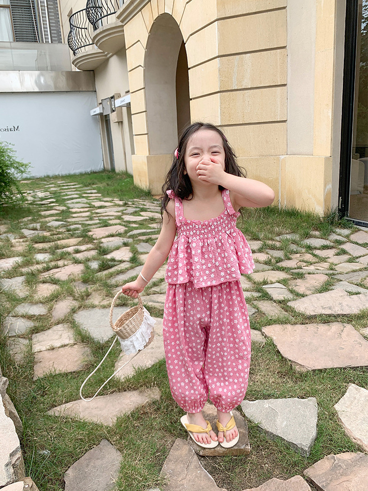 Qixiu Baby Mädchen Schlaghosen Outfit - Rüschen Camisole & Hose Set