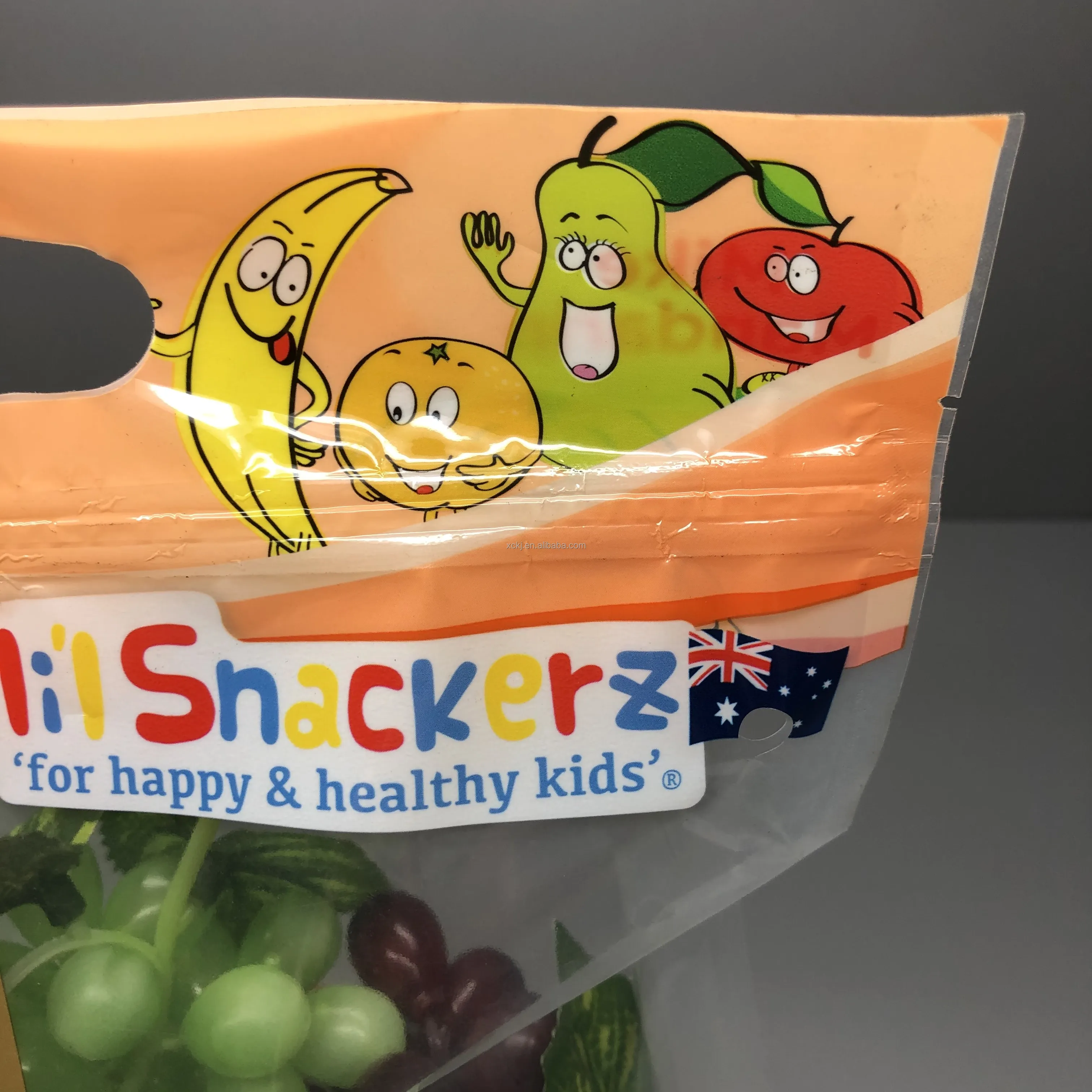 Fresh Lock Packaging Pouch Vent Hole And Handle, Grape, Mango, Fruit, Vegetable, PP slider Lock Zipper