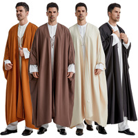 Nouveau style 2026 – Qamis/Bisht pour homme avec cordon de serrage et passepoil, vêtement arabe, manteau musulman, vêtements islamiques, style Ramadan, Aïd, saoudien, omanais