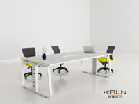 Poste de travail de bureau moderne et modulaire, durable, pour 4, 6 ou 8 personnes, conçu en matériau MFC, KALN KL-323, garantie 6 ans