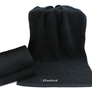 Dày Màu Đen 100% Cotton Phòng Tập Thể Dục Yoga Khăn Tùy Chỉnh Bông Phòng Tập Thể Dục Khăn - Product Image 2