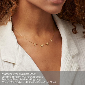 Collier personnalisé EManco avec nom gravé, plaque nominative en or, collier avec nom en lettres, bijoux en acier inoxydable 2021, chaîne gravée - Product Image 2