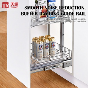 Modern 6-Tier High Cabinet Pull Out Larder <b>Unit</b> Heavy Duty Chrome Steel Wire Pantry Organizer Sliding <b>Kitchen</b> <b>Storage</b> Basket - Product Image 5