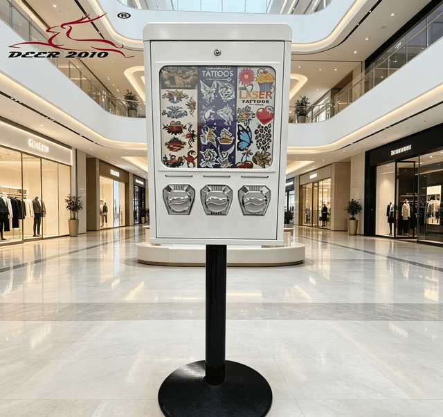 Three-Column Card Vending Machine/ Anime Tattoo Machine Coin Token Operated Indoor SDK Enabled 300-600 Pcs Capacity Galvanized