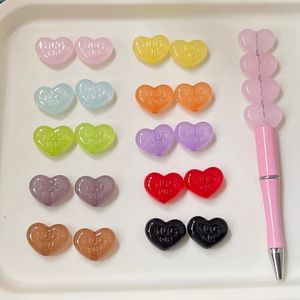 Perles Cœur en Acrylique Transparent avec Lettres Gaufrées « HUG <span class=keywords><strong>ME</strong></span> » Multicolores, Perles Entretoises Libres pour la Fabrication de Bijoux et Accessoires de Porte-clés DIY - Product Image 1