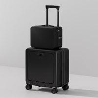 Valise à roulettes silencieuse 18 pouces à ouverture frontale, ensemble de 2 pièces, avec port de chargement USB Type-C, sacoche pour ordinateur portable, serrure TSA, logo personnalisé