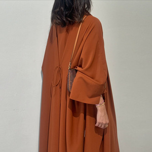 Cardigan Lungo Turco a Tinta Unita Abaya Aperta per Donne Musulmane <span class=keywords><strong>Abbigliamento</strong></span> <span class=keywords><strong>Islamico</strong></span> - Product Image 2