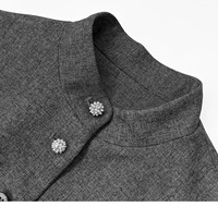 Robe midi unie élégante sans manches style vintage à col montant et taille cintrée coupe trapèze pour femme – Collection Automne 2026