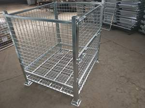 4-Strato pesante pieghevole in acciaio Pallet <span class=keywords><strong>Rack</strong></span> impilabile rete metallica gabbia metallica per magazzino di stoccaggio pieghevole Pallet <span class=keywords><strong>Rack</strong></span> di stoccaggio - Product Image 5