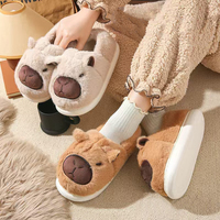 Vente en gros de pantoufles pour femmes Kapibala légères, chaudes pour l'hiver, d'intérieur, avec logo personnalisé, tendance, en fourrure, moelleuses, antidérapantes