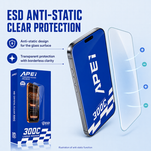 Apei ESD Borderless 300cc Protezione Schermo in Vetro Temperato per <span class=keywords><strong>iPhone</strong></span> 18/17/16e/15 <span class=keywords><strong>Plus</strong></span> Copertura Completa 3D Curvo Spessore 0.5mm - Product Image 4