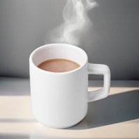 Mug à café en céramique écologique avec poignée, capacité 310 ml, style minimaliste, noir/blanc, jetable pour cadeaux promotionnels