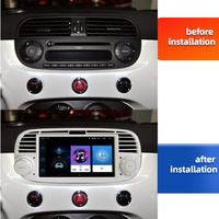Autoradio 1Din 7 pouces Android 13 avec écran tactile, CarPlay, Android Auto, AHD, WIFI, GPS, RDS, BT, USB, MP3/MP4, FM, Mirror Link, Fiat 500 2007