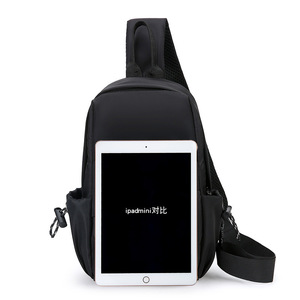 Bolso de Pecho Cruzado para Hombre de Tela Oxford, Bandolera Negra, Gris y Azul a Rayas, Moderno para Uso Diario, Primavera 2025 - Product Image 5