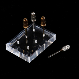 6 Holes <b>Square</b> Transparent Acrylic Nail <b>Drill</b> <b>Bit</b> Display Board Portable Manicure Tool Holder - Product Image 1
