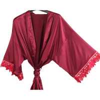 Pyjama en dentelle sexy printemps 2022, vêtements de nuit en satin pour femmes, ensemble de vêtements de maison, robe de chambre personnalisée, robe de salon, kimono