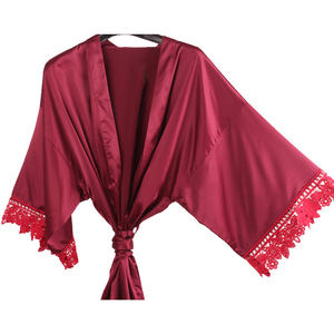 Pijamas de Encaje Sexy para Mujer, Primavera <span class=keywords><strong>2022</strong></span>, Ropa de Dormir de Satén, Traje para el Hogar, Bata Personalizada, Kimono - Product Image 3