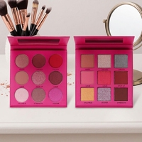 9-Farben Magenta Hochpigmentierte Gebackene Glitzer-Lidschatten-Palette mit Eigenem Logo Farbenfrohe Matte Lidschatten-Palette Private Label