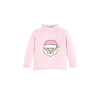 Vêtements pour enfants personnalisés vêtements d'hiver à manches longues 100 coton tricoté rose col roulé pour petites filles chandails avec des motifs de Noël