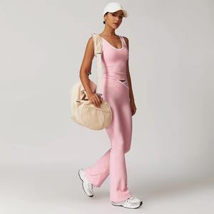 CN693 Cross Border europeo e americano etichetta di Design di moda sportiva <span class=keywords><strong>canotta</strong></span> da <span class=keywords><strong>donna</strong></span> con coulisse a vita alta Set di pantaloni larghi - Product Image 2