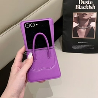 Étui de téléphone portable en cuir PU élégant et luxueux pour Samsung Galaxy Z Flip7/6/5, coque arrière antichoc pour Samsung