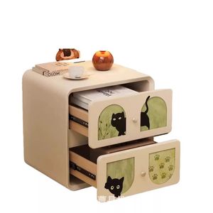 Wooden bedside table, cross-border creative home bedroom <b>small</b> bedside storage <b>cabinet</b>, solid wood double-layer storage bedside - Product Image 2