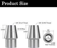 Kit Sambungan Heim Rod End 8/3, Sambungan Chromoly 3/8, Kit Panhard Ulir Kanan/Kiri dengan Mur Pengunci, Pelumas Otomatis, Tugas Berat