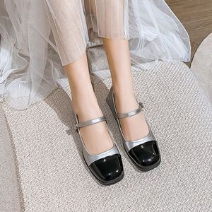 2026 Spring Autumn New Tweed Mary Jane Shoes Black <b>White</b> Retro Block <b>Heel</b> Soft Sole Non slip Elegant All Match Leather Shoes - Product Image 3