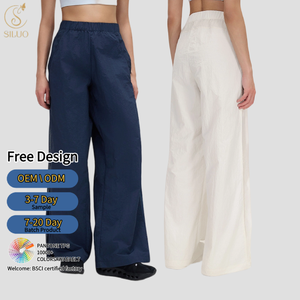 <span class=keywords><strong>Pantalon</strong></span> large <span class=keywords><strong>taille</strong></span> haute pour <span class=keywords><strong>femme</strong></span> avec empiècements transparents, séchage rapide, décontracté, pour le yoga et les activités sportives en extérieur, idéal pour le quotidien - Product Image 2