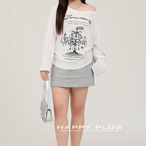 Jupe courte tendance en tissu éponge pour femme grande taille, noire unie, taille élastique N9112, coupe décontractée ample - Product Image 2