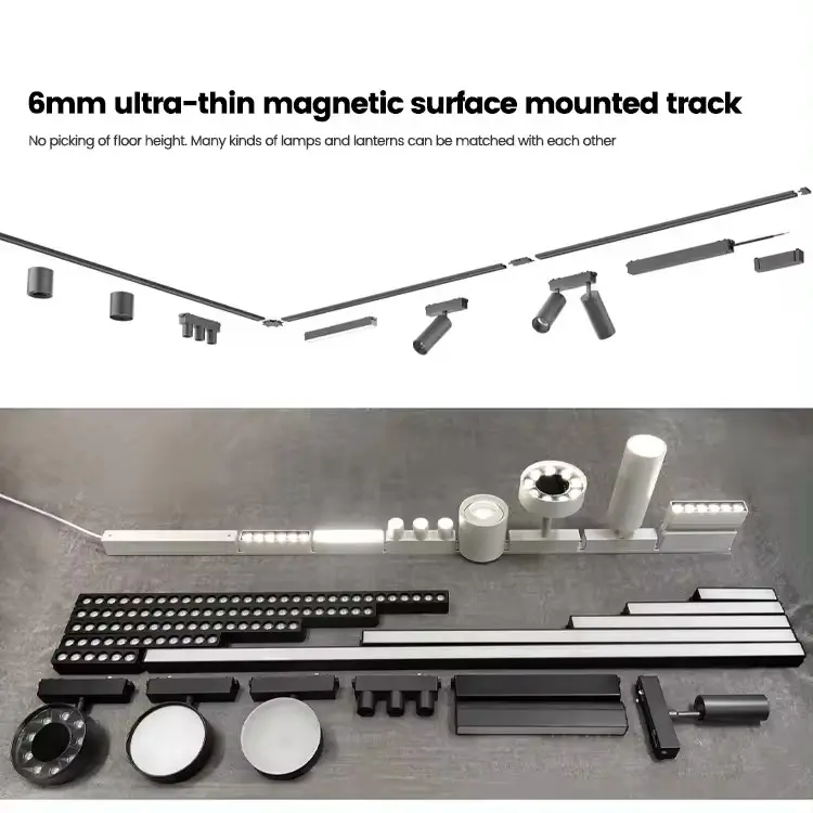 DGLUX yeni tasarım 48v ray lambası Led alüminyum profil streç tavanlar manyetik parça raylı sistem