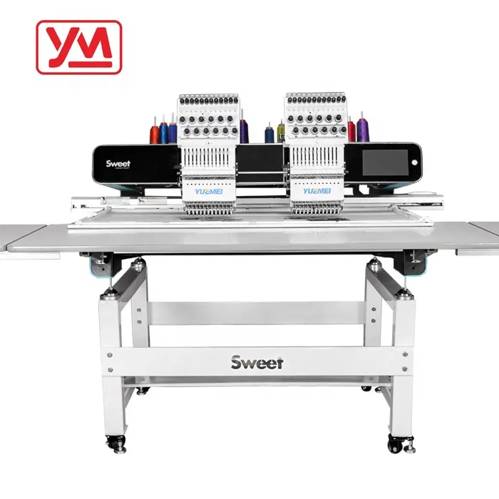 Máquina de bordado, profissional de alta velocidade 1200rpm 12 agulha tampa de costura máquina bordada computador bordado 2 cabeças
